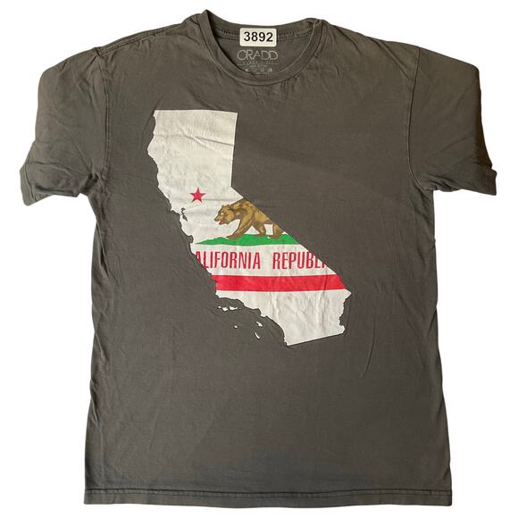 Oradd Women T-shirt size M Short Sleeve California Republic Map Gray - Picture 1 of 7